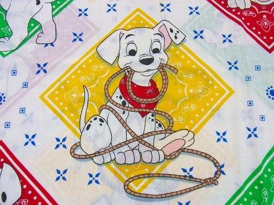 【101匹わんちゃん】バンダナ柄・ヴィンテージ・ユーズドシーツ(フラット) USA