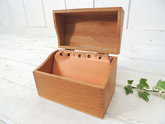 インデックスカード付き・組み木仕様・ヴィンテージ・木製カードボックス/ファイルケース
