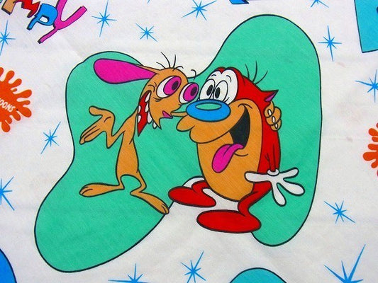 【レン&スティーピー】The Ren&Stimpy Show・ユーズドシーツ(フラットシーツ)