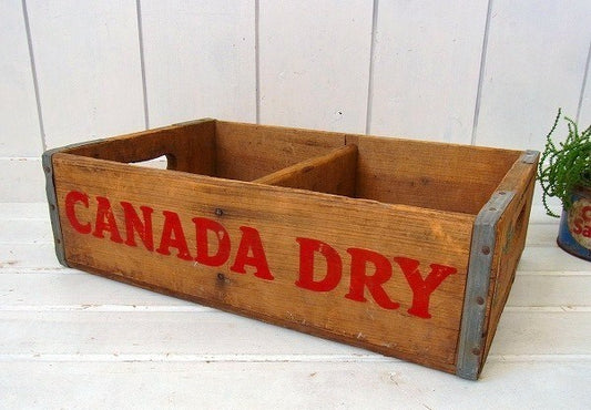 【カナダドライ】ジンジャーエール・仕切り付き・木製・ヴィンテージ・ウッドボックス/木箱 USA