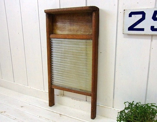 【ナショナル】木製×ガラス製・アンティーク・ウォッシュボード/洗濯板 USA