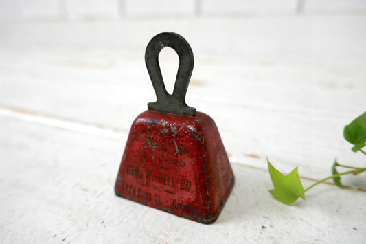 GEO W BELL CO シャビー アドバタイジング ヴィンテージ ハンドベル 呼び鈴 鈴 赤