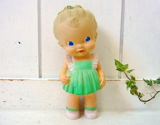 【サンラバー社】女の子・ヴィンテージ・ラバードール/ベビードール/人形(グリーン) USA