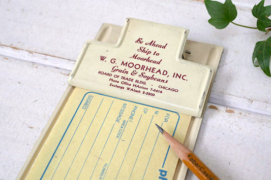 W. G. MOORHEAD ティン製 アドバタイジング ヴィンテージ バインダー クリップボード