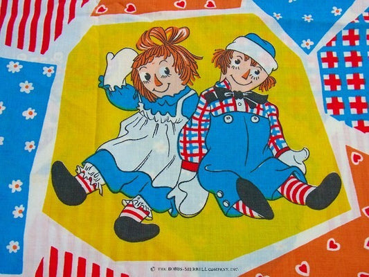 【ラガディアン&アンディ】パッチワーク柄・ヴィンテージ・フラットシーツ(1/2) USA