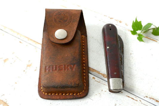 HUSKY ナイフケース・レザーケース ベルトループ付き・ヴィンテージ・ツールポーチ・革
