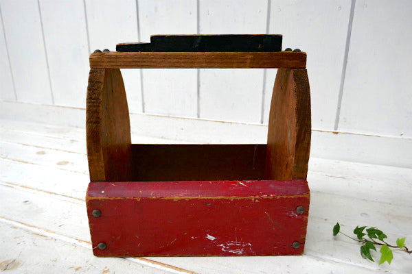 シャビー 木製 ヴィンテージ シューケアボックス 靴磨きケース  ツールバスケット キャリーケース