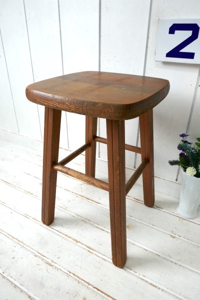 USA・アンティーク 木製 椅子・スツール・チェア・イス・ペンキ付き アトリエ