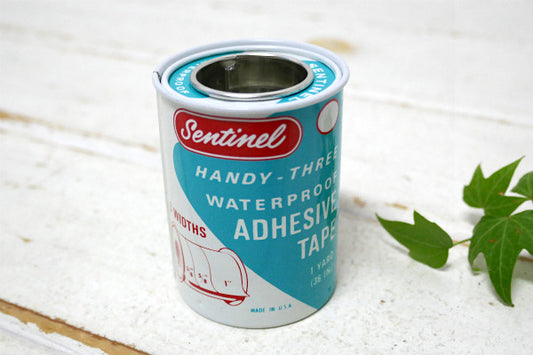 【Sentinel】ターコイズブルー・ティン製・デッドストック・ヴィンテージ・テープ缶・ティン缶