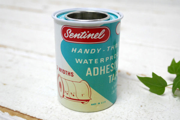 【Sentinel】ターコイズブルー・ティン製・デッドストック・ヴィンテージ・テープ缶・ティン缶