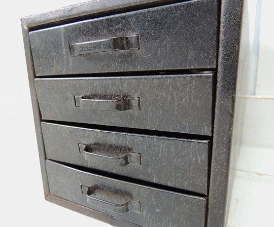 【4段/引き出し/工具箱/インダストリアル】アンティーク・卓上チェスト/キャビネット/工業系