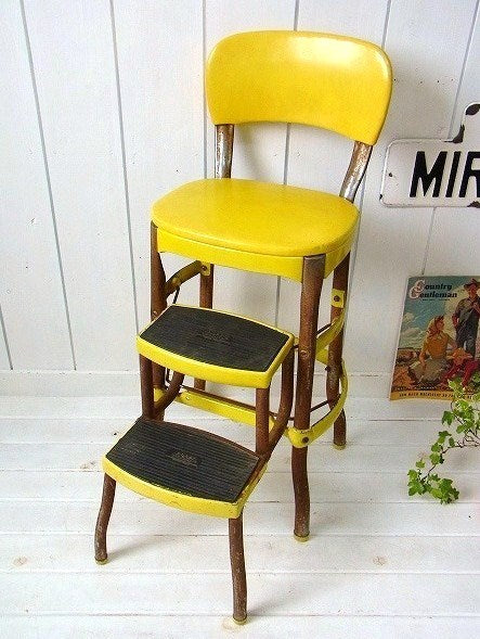 COSCO コスコ イエロー・スチール製・ヴィンテージ・ステップチェア ステップツール USA