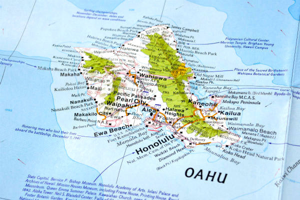 ハワイ HWAWAII オアフ島 マウイ島 カウアイ島・80s ビンテージ・マップ・地図 店内装飾