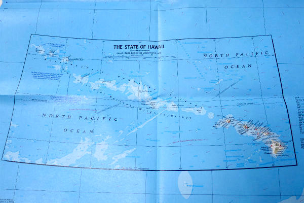 ハワイ HWAWAII オアフ島 マウイ島 カウアイ島・80s ビンテージ・マップ・地図 店内装飾