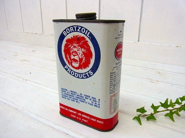 【BORTZ OIL】ライオン柄・ヴィンテージ・オイル缶/ブリキ缶　USA