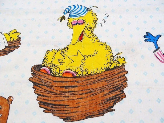 【セサミストリート】ベッド&パジャマ柄・ヴィンテージ・ユーズドシーツ(ボックスタイプ)