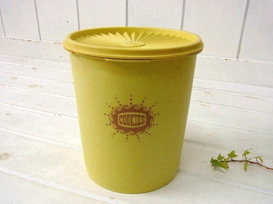 【タッパーウェア】COOKIES・クリーム色・ヴィンテージ・キャニスター(M) USA