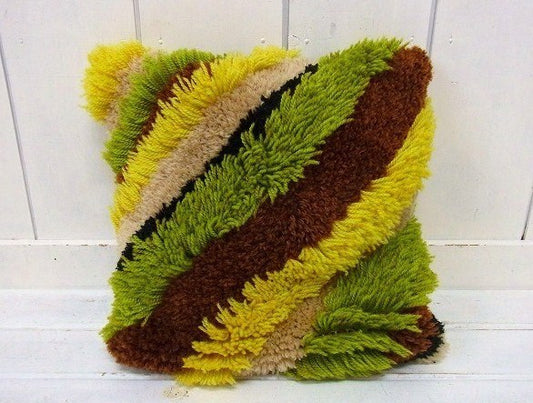 ストライプ柄・フックドラグ・ヴィンテージ・クッションカバー/TALON USA