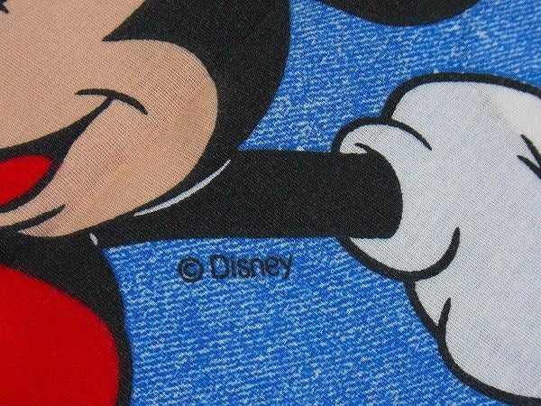 【ミッキーマウス】デニム柄・ユーズドシーツ(フラット) USA
