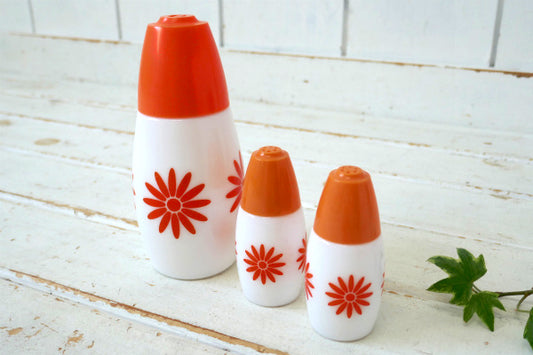 Westinghouse GEM ミルクガラス製 花柄 レトロ ヴィンテージ シェイカー3点 USA