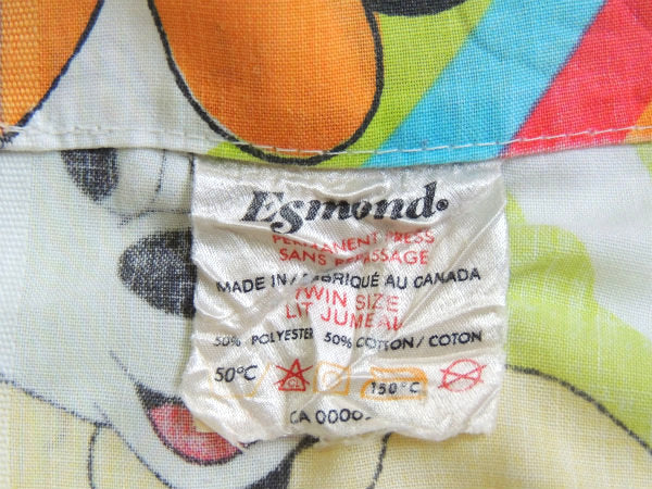 【ミッキー&フレンズ】レア物!ローラースケート柄・80'sヴィンテージ・ユーズドシーツ(1/2)