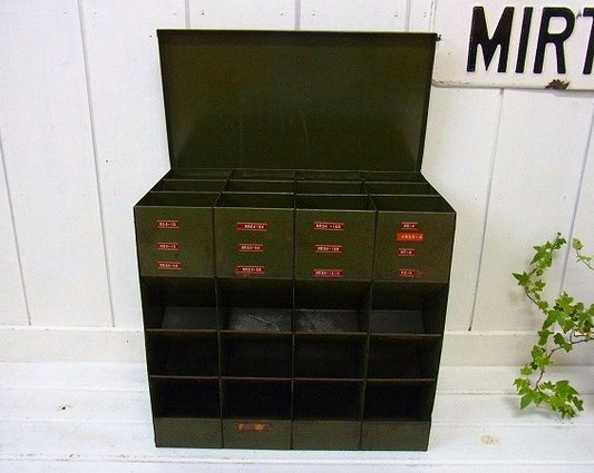 【LYON AURORA】メタルボックス・ヴィンテージ・インダストリア・USA・ミリタリーカラー