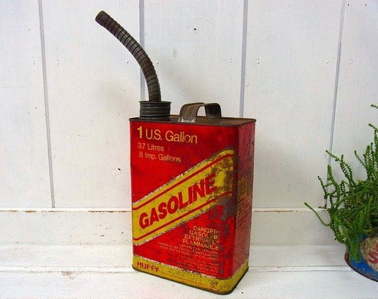 【Gasoline】1ガロン・ノズル付き・ブリキ製・ヴィンテージ・ガソリン缶 USA