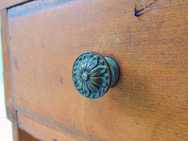 アメリカ製・木製・引き出し付き・アンティーク・靴磨き台/スツール