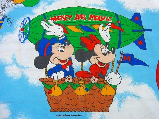 【ミッキー&フレンズ】ディズニー・飛行船・ヴィンテージ・ユーズドシーツ(ボックスタイプ) USA