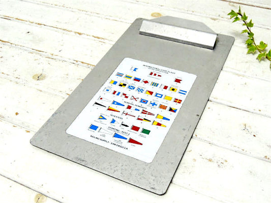 【国際信号旗・船舶】ステッカー付き・ヴィンテージ・バインダー・アルミ製・インダストリアル