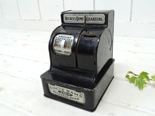 【UNCLE SAM'S】レジスター形・ブリキ製・アンティーク・コインバンク/貯金箱/おもちゃ