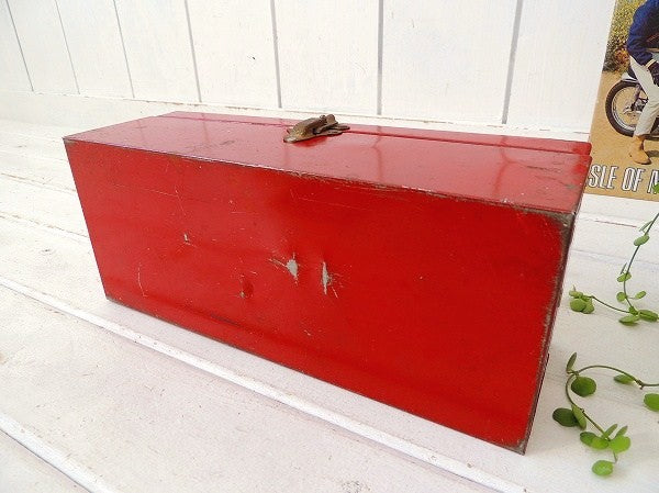 USA・赤色・ブリキ製・ヴィンテージ・ツールボックス/工具箱/インダストリアル