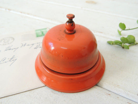 【USA・オレンジ色・メタル製】ヴィンテージ・呼び鈴・コールベル・卓上ベル