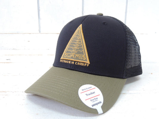 【Patagonia】SWAMIS・パタゴニア・カーディフ・トラッカーハット&ステッカー1枚/黒