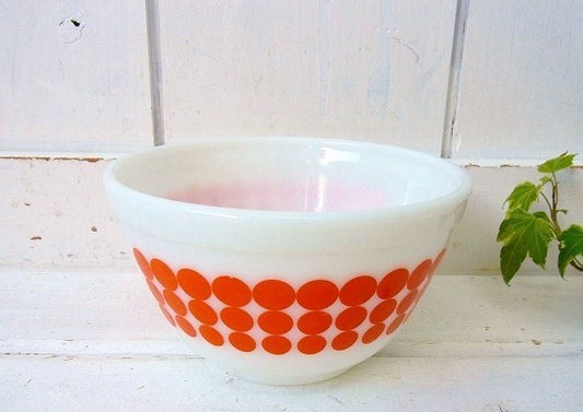 【PYREX】パイレックス・オレンジ・ドット・ミキシングボウル(S) USA