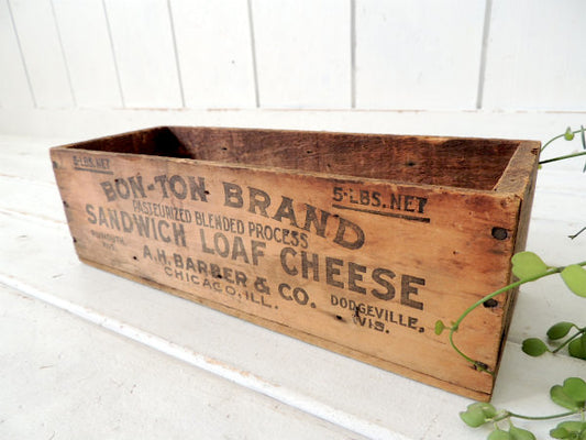 【SANDWICH LOAF CHEESE】4面ロゴ入り・アンティーク・チーズボックス/木箱