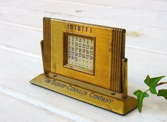 ノベルティ・真鍮製・アンティーク・卓上・デスクカレンダー USA