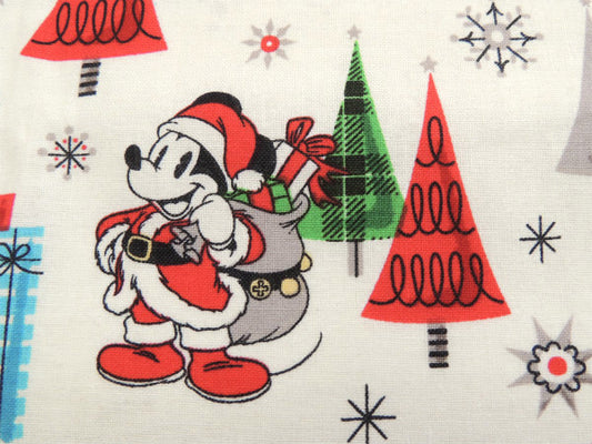 【ミッキー&ミニー】ヴィンテージサンタ柄・クリスマス・コットン・生地/ファブリック/リメイク