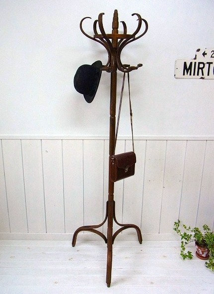 木製・アンティーク・スタンド・コートハンガー/ポールハンガー USA