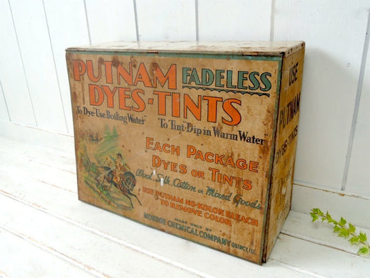 Putnam Dyes Tints 店頭用・看板・弾痕・アンティーク・ディスプレイケース・棚・木箱