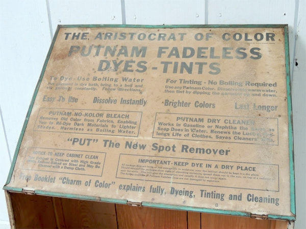 Putnam Dyes Tints 店頭用・看板・弾痕・アンティーク・ディスプレイケース・棚・木箱