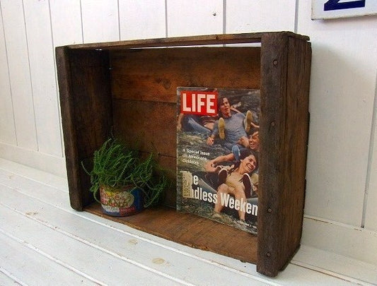 シャビーなアンティーク・木箱/ウッドボックス/飾り棚 USA