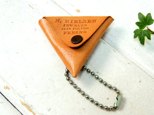 USA カリフォルニア 革製 デッドストック ビンテージ アドバタイジング・レザー・コインケース キーホルダー 1940's~1950's