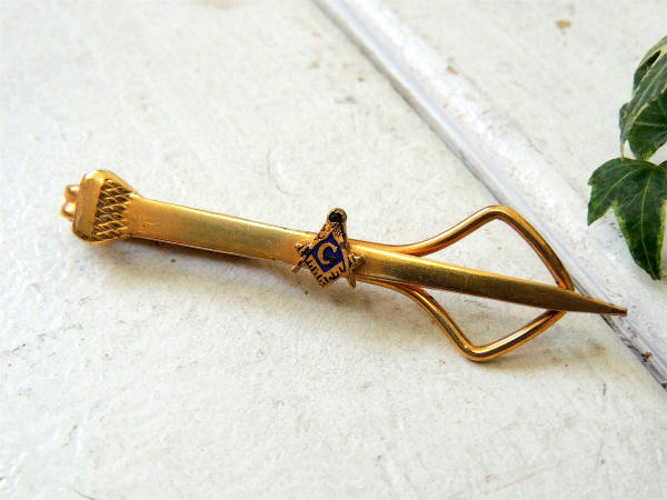 Freemasonry フリーメイソン シンボルマーク 装飾 ヴィンテージ ネクタイピン タイバー ゴールド