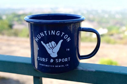 ハンティントン サーフ&スポーツ HSS・カリフォルニア・ホーロー マグ・キャンプ・アウトドア・青
