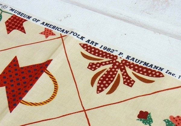 【P. KAUFMANN】フォークアート柄・デッドストック・ヴィンテージ・ファブリック/生地