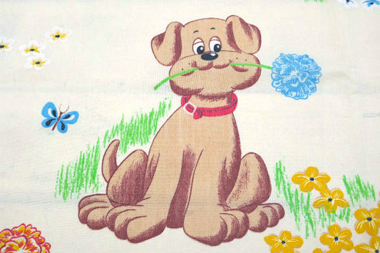 【パウンドパピーズ】たくさんの子犬・80's・ヴィンテージ・ユーズドシーツ(フラットタイプ) USA