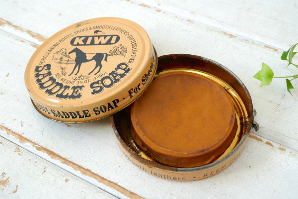 THE KIWI POLISH CO 馬 革靴 MADE IN USA サドルソープ シューポリッシュ  ビンテージ ティン缶 ブリキ