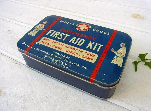 【WHITE CROSS】ヴィンテージ・救急箱・ファーストエイドキット・ティン缶・ブリキ缶 USA