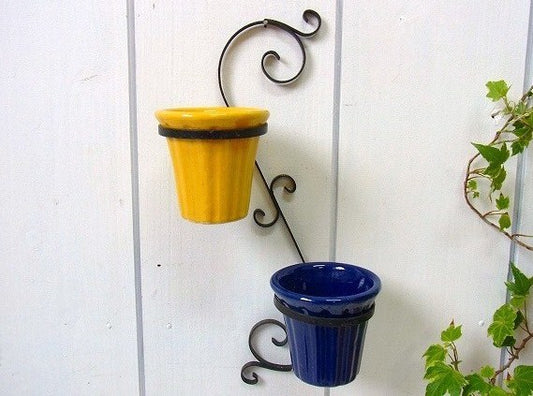 【フラワーポット】ヴィンテージ・壁掛け・ハンギング・ウォールプランター・USA